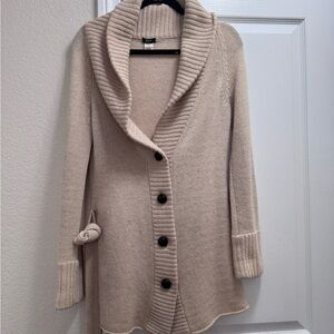 J. Crew Cream Alpaca Wool blended Button-Up Belted Cardigan